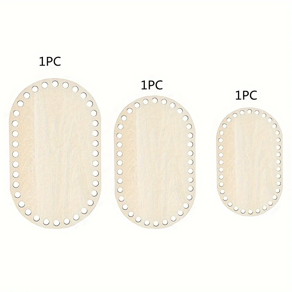 3pcs/set DIY Basket Weaving Supplies Oval Blank Solid Crochet Basket Wood Base Natural Wooden Basket Bottom for Craft Making thumbnail 6