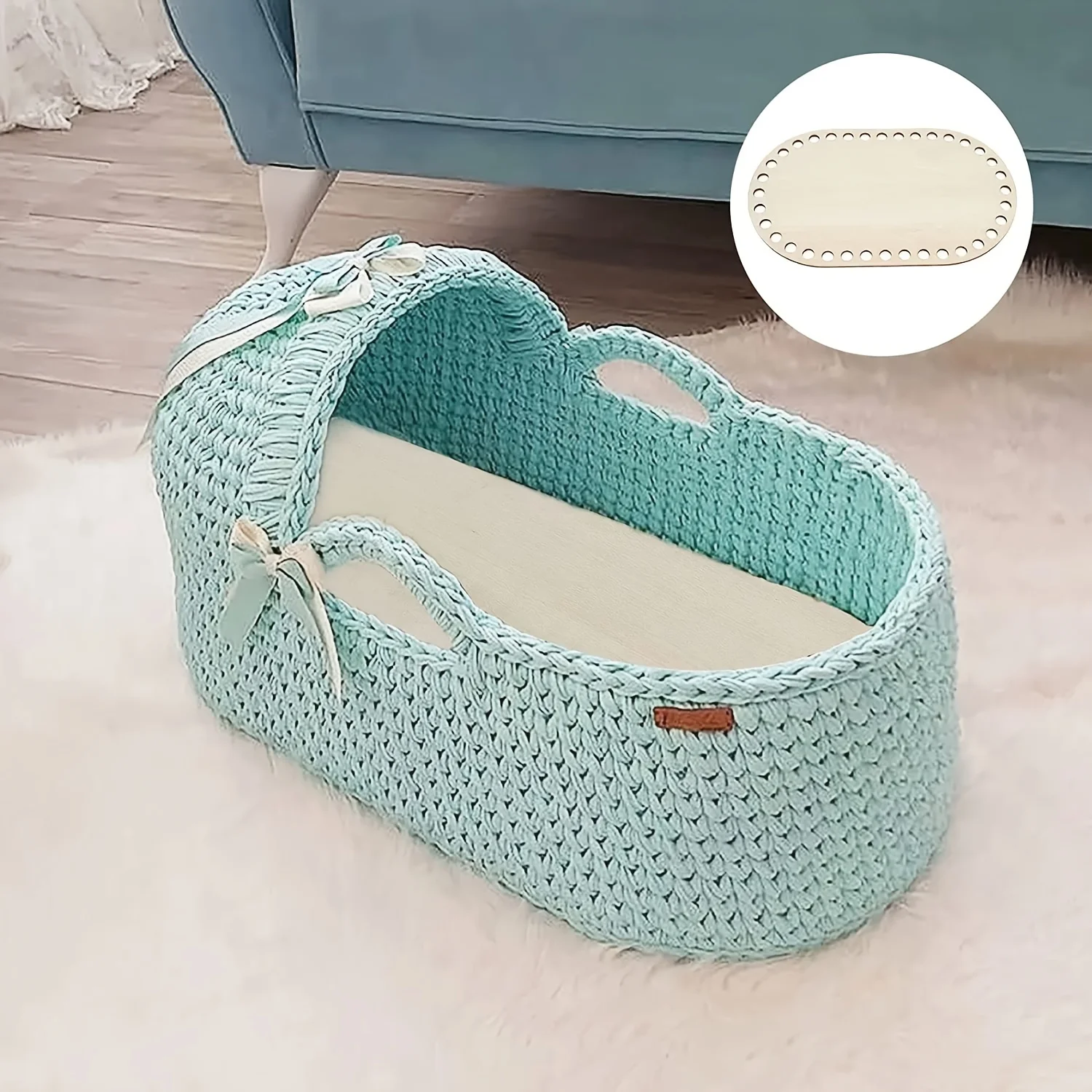 3pcs/set DIY Basket Weaving Supplies Oval Blank Solid Crochet Basket Wood Base Natural Wooden Basket Bottom for Craft Making thumbnail 2