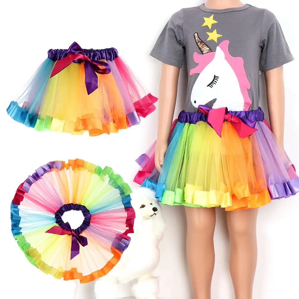 Party Dancewear Tulle Tutu Skirt Dresses Kids Baby Girl Toddler Rainbow Princess Dress Gift thumbnail 6
