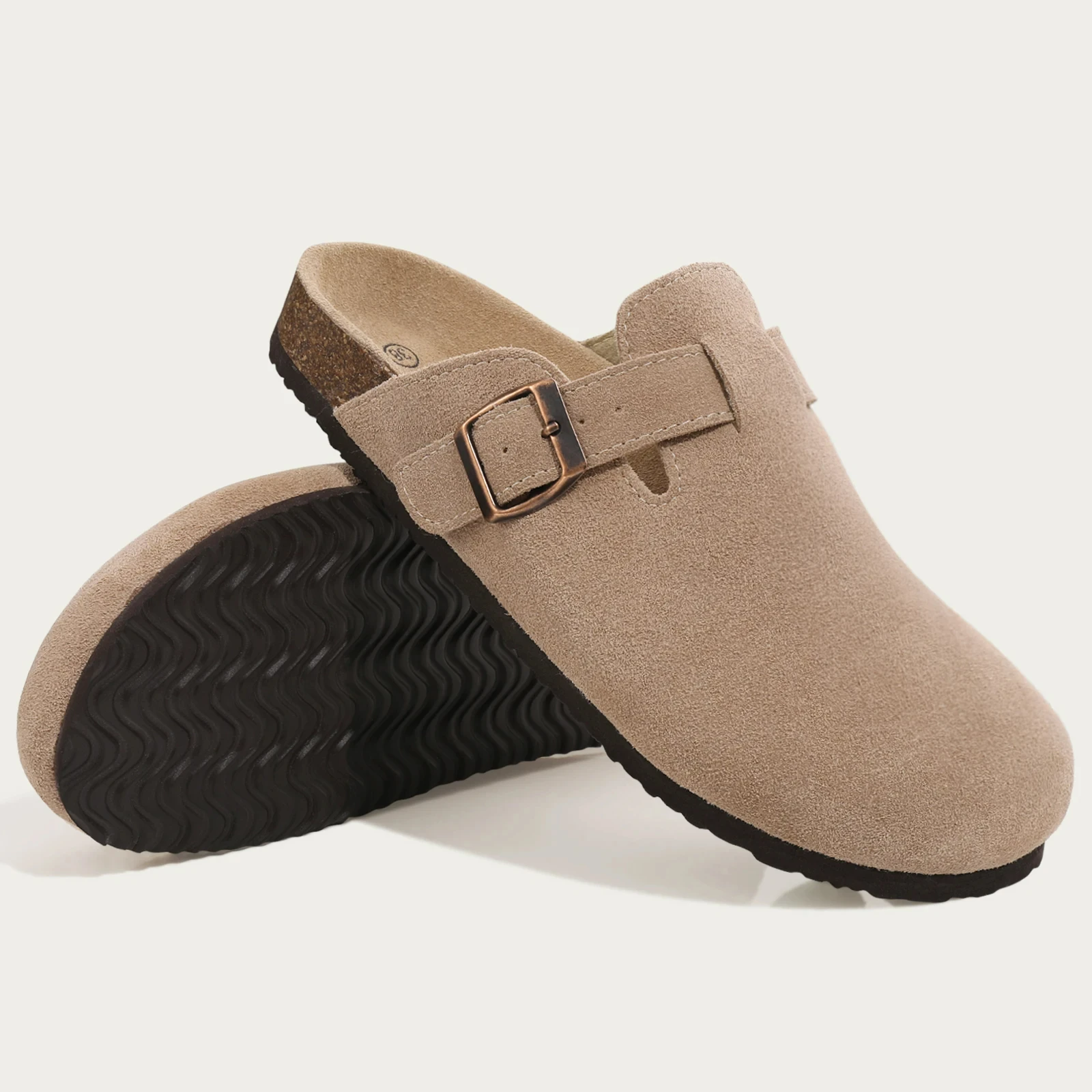 Crestar Cork Suede Mules Slippers For Women Fashion Men Clogs Shoes Classic Cork Antislip Outdoor Slippers With Arch Support thumbnail 3