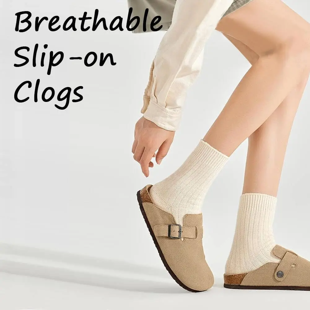 Crestar Cork Suede Mules Slippers For Women Fashion Men Clogs Shoes Classic Cork Antislip Outdoor Slippers With Arch Support thumbnail 4