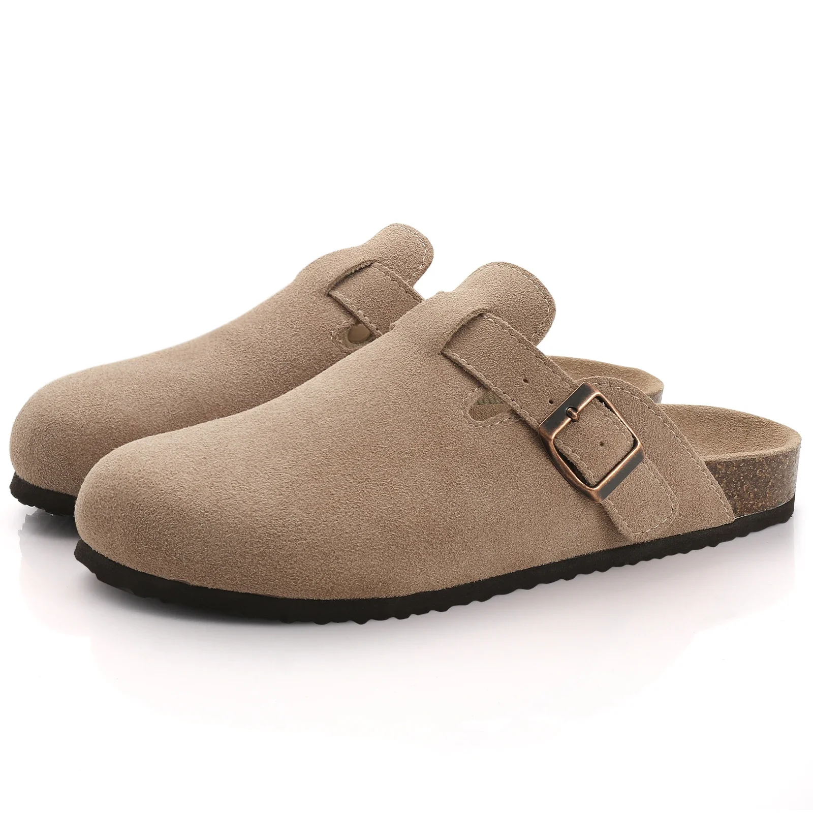 Crestar Cork Suede Mules Slippers For Women Fashion Men Clogs Shoes Classic Cork Antislip Outdoor Slippers With Arch Support thumbnail 2
