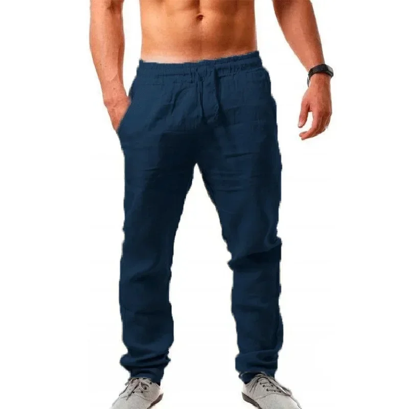 2024 Spring/Summer New Men's Cotton Linen Pants Summer Fashion Casual Solid Color Loose Plus Size M-4XL thumbnail 4