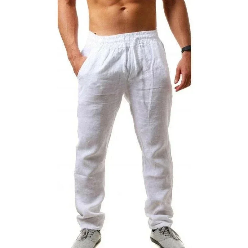 2024 Spring/Summer New Men's Cotton Linen Pants Summer Fashion Casual Solid Color Loose Plus Size M-4XL thumbnail 2