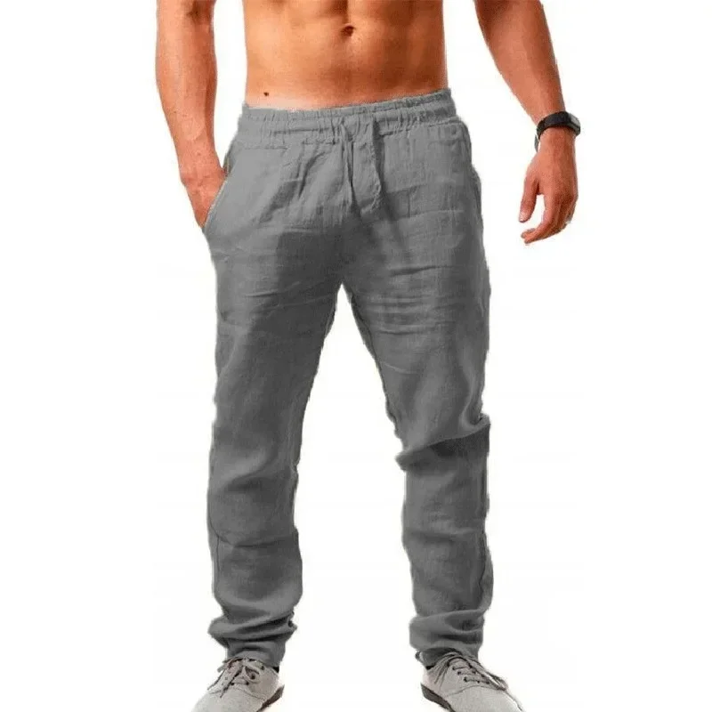 2024 Spring/Summer New Men's Cotton Linen Pants Summer Fashion Casual Solid Color Loose Plus Size M-4XL thumbnail 5