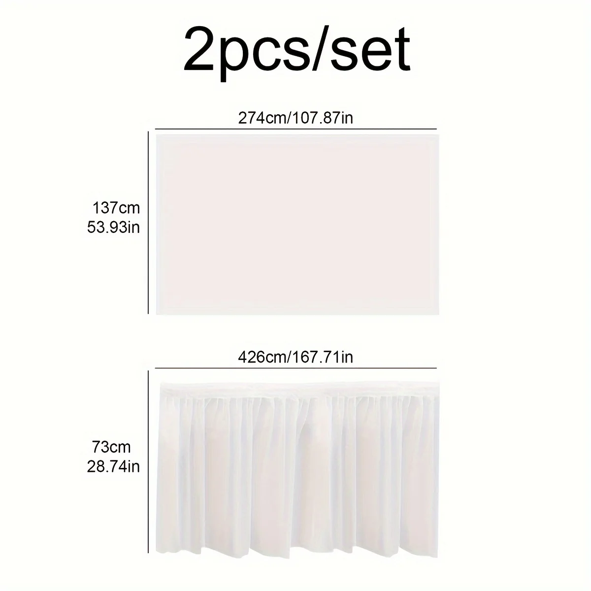 2pcs/set Disposable Paper Tablecloth Skirt Set Rectangular Table Cover And Table Skirt Party Supplies For Events Decoration thumbnail 5