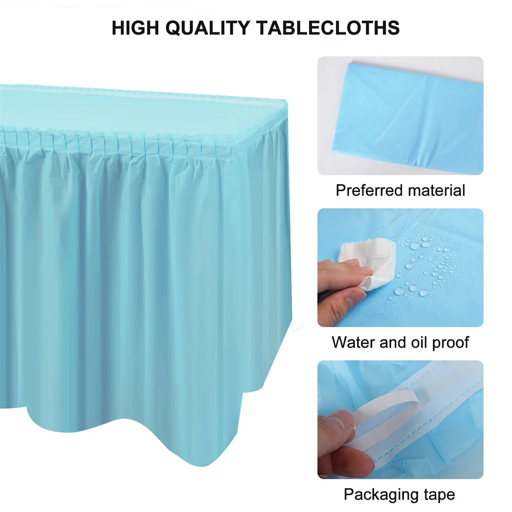 2pcs/set Disposable Paper Tablecloth Skirt Set Rectangular Table Cover And Table Skirt Party Supplies For Events Decoration thumbnail 2