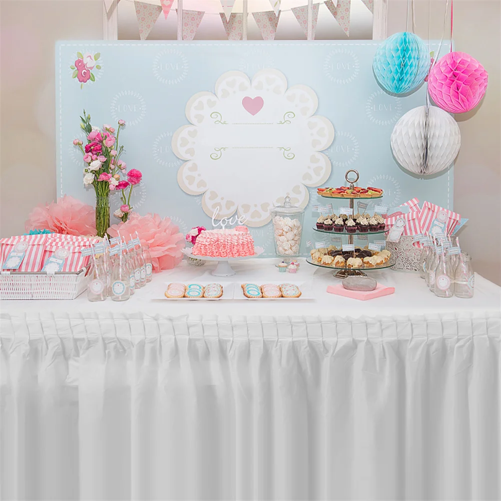 2pcs/set Disposable Paper Tablecloth Skirt Set Rectangular Table Cover And Table Skirt Party Supplies For Events Decoration thumbnail 4