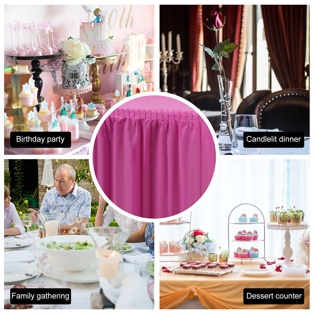2pcs/set Disposable Paper Tablecloth Skirt Set Rectangular Table Cover And Table Skirt Party Supplies For Events Decoration thumbnail 3