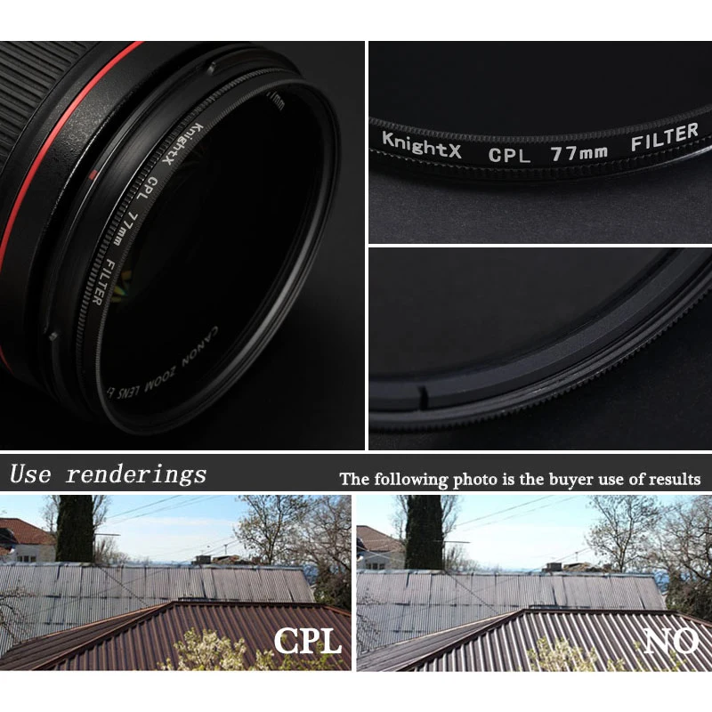 KnightX CPL Filter Circular Polarizing 49mm 52mm 55mm 58mm 67mm 72mm 77mm for Nikon Canon Sony Fujifim Olympus Camera Lens thumbnail 3
