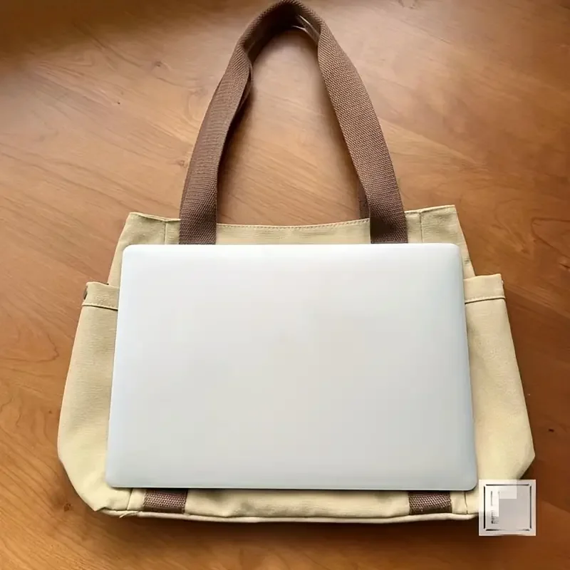 1Pcs Large Capacity Canvas Tote with Multiple Pockets-Perfect for School/work Commute/travel and Shopping Bags on One Shoulder thumbnail 5