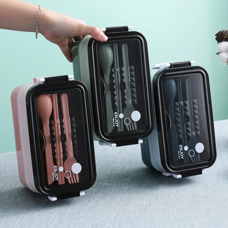 2 Layers Lunch Box Stainless Steel Microwave Heating Lunch Container Food Storage Box Bento Box For School Kids Office Worker