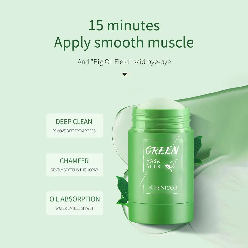 Face Clean Mask Green Tea Cleansing Stick Mask Shrink pores Deep Blackhead Remover facial Cleansing Moisturizing Mask 40g thumbnail 4