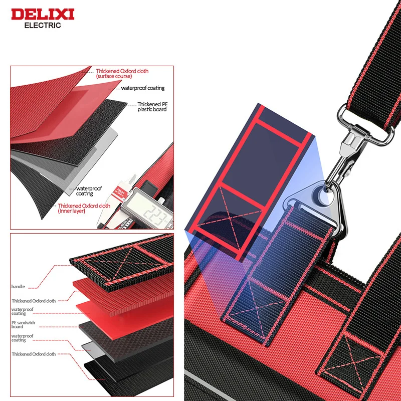 DELIXI ELECTRIC Tool Bag,Multifunctional Waterproof Storage Bags,Suitable for Electricians,Carpenters,Car Mechanics,Homeowners thumbnail 2