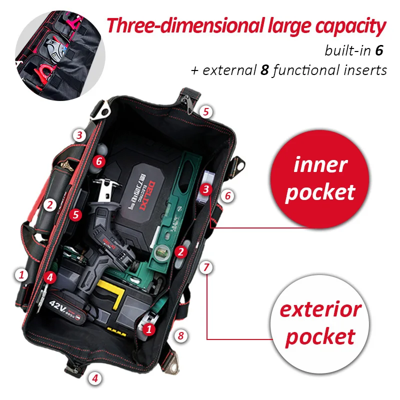 DELIXI ELECTRIC Tool Bag,Multifunctional Waterproof Storage Bags,Suitable for Electricians,Carpenters,Car Mechanics,Homeowners thumbnail 3