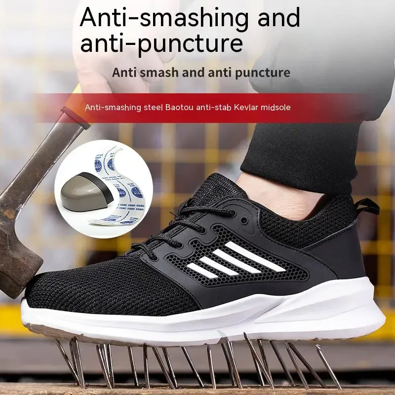 Work Sneakers Steel Toe Shoes Men Safety Shoes Puncture-Proof Work Shoes Boots Fashion Indestructible Footwear Security thumbnail 2