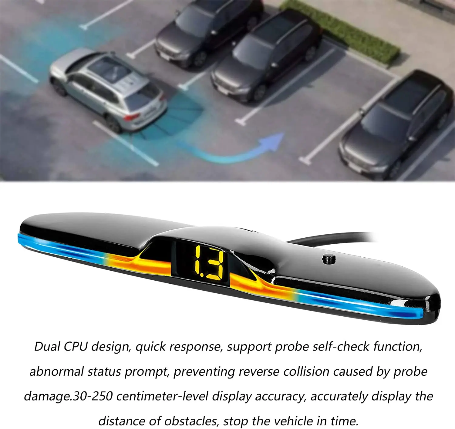 New LED Parking Sensor System Backlight Parktronic Monitor Display Kit Backup Detector Assistant 4 Probes thumbnail 6