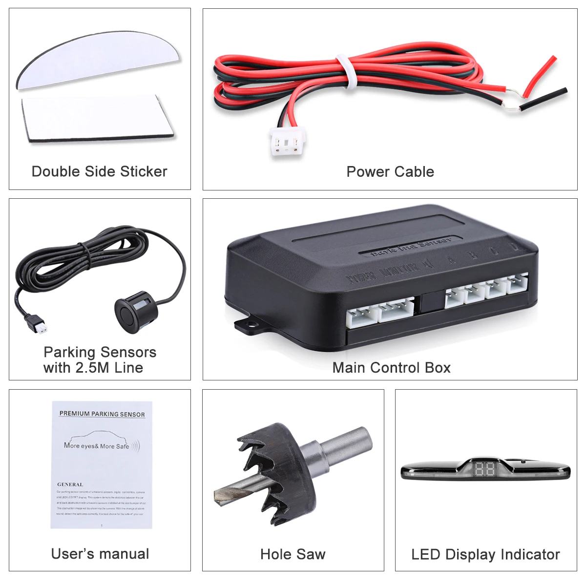 New LED Parking Sensor System Backlight Parktronic Monitor Display Kit Backup Detector Assistant 4 Probes thumbnail 4