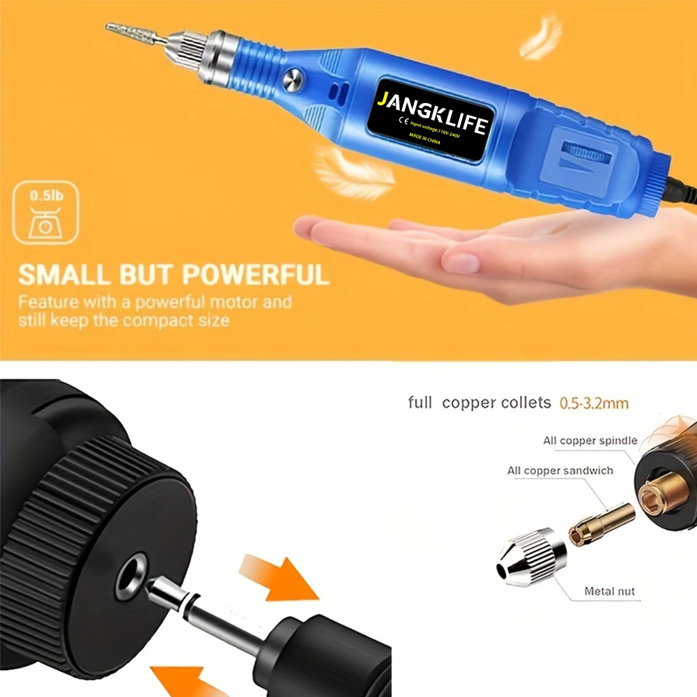 JANGKLIFE 9V Mini Drill Electric Carving Pen Variable Speed Rotary Tools Kit Engraver for Grinding Polishing thumbnail 3