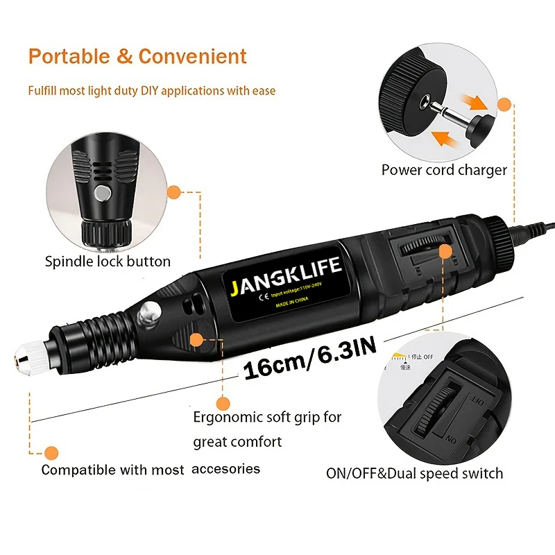 JANGKLIFE 9V Mini Drill Electric Carving Pen Variable Speed Rotary Tools Kit Engraver for Grinding Polishing thumbnail 4