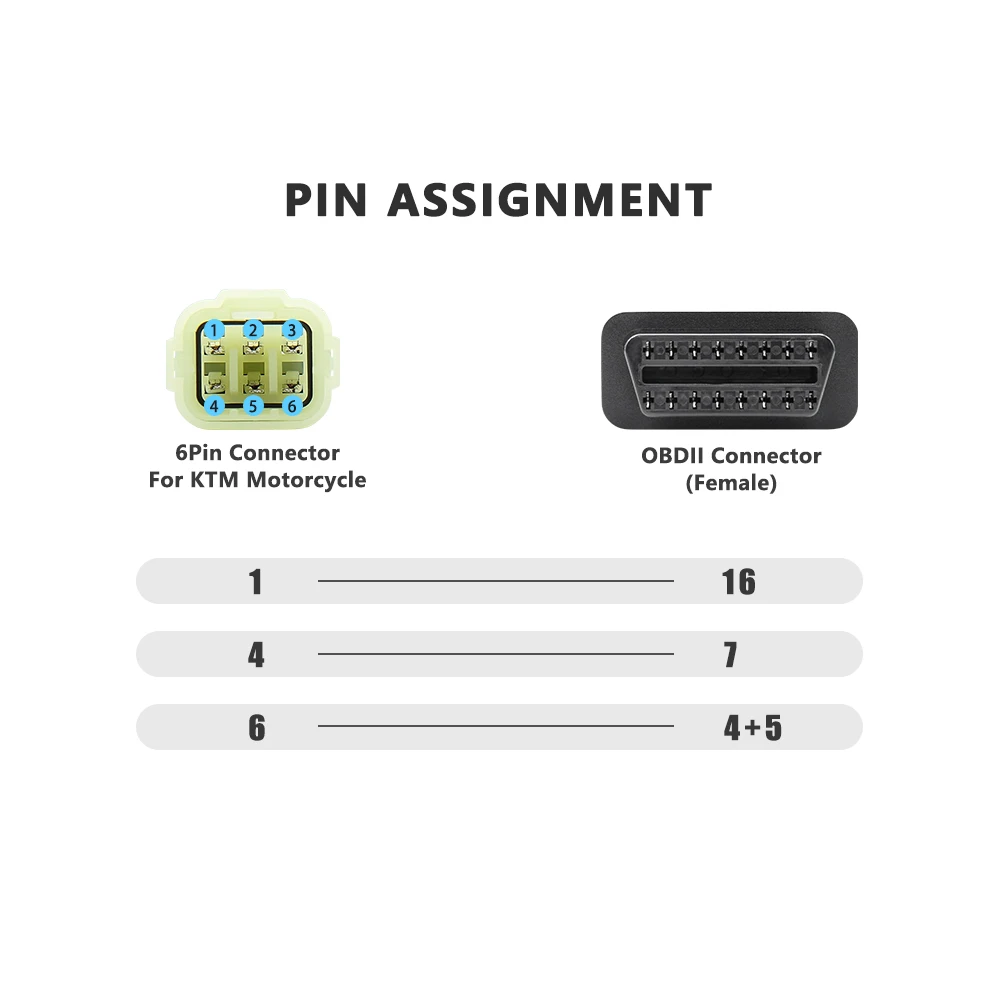 For KTM OBD2 Connector Motorcycle Motobike For KTM 6 Pin To 16 Pin Adapter For OBD2 Diagnostic Tools Moto OBD 2 Extension Cable thumbnail 6