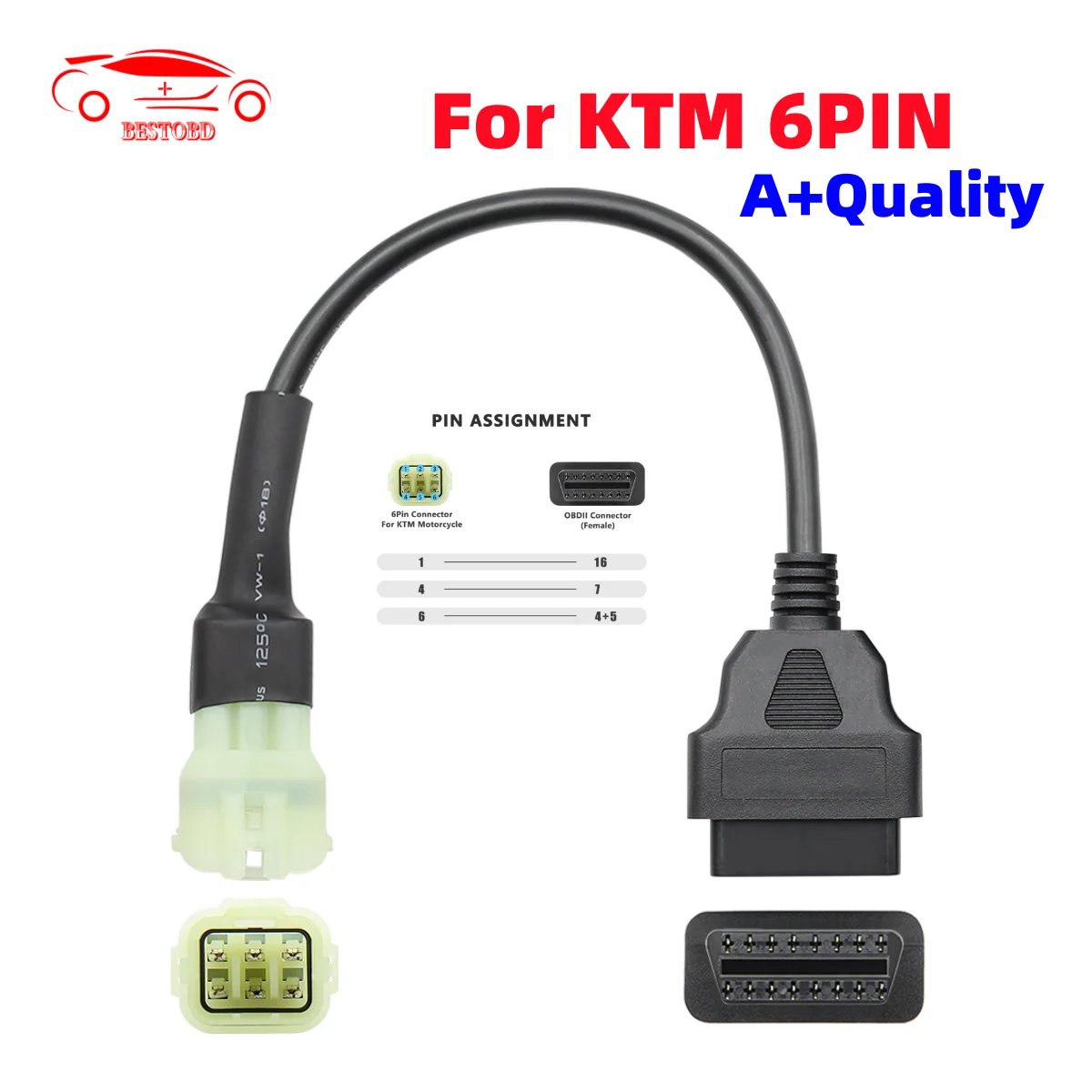 For KTM OBD2 Connector Motorcycle Motobike For KTM 6 Pin To 16 Pin Adapter For OBD2 Diagnostic Tools Moto OBD 2 Extension Cable