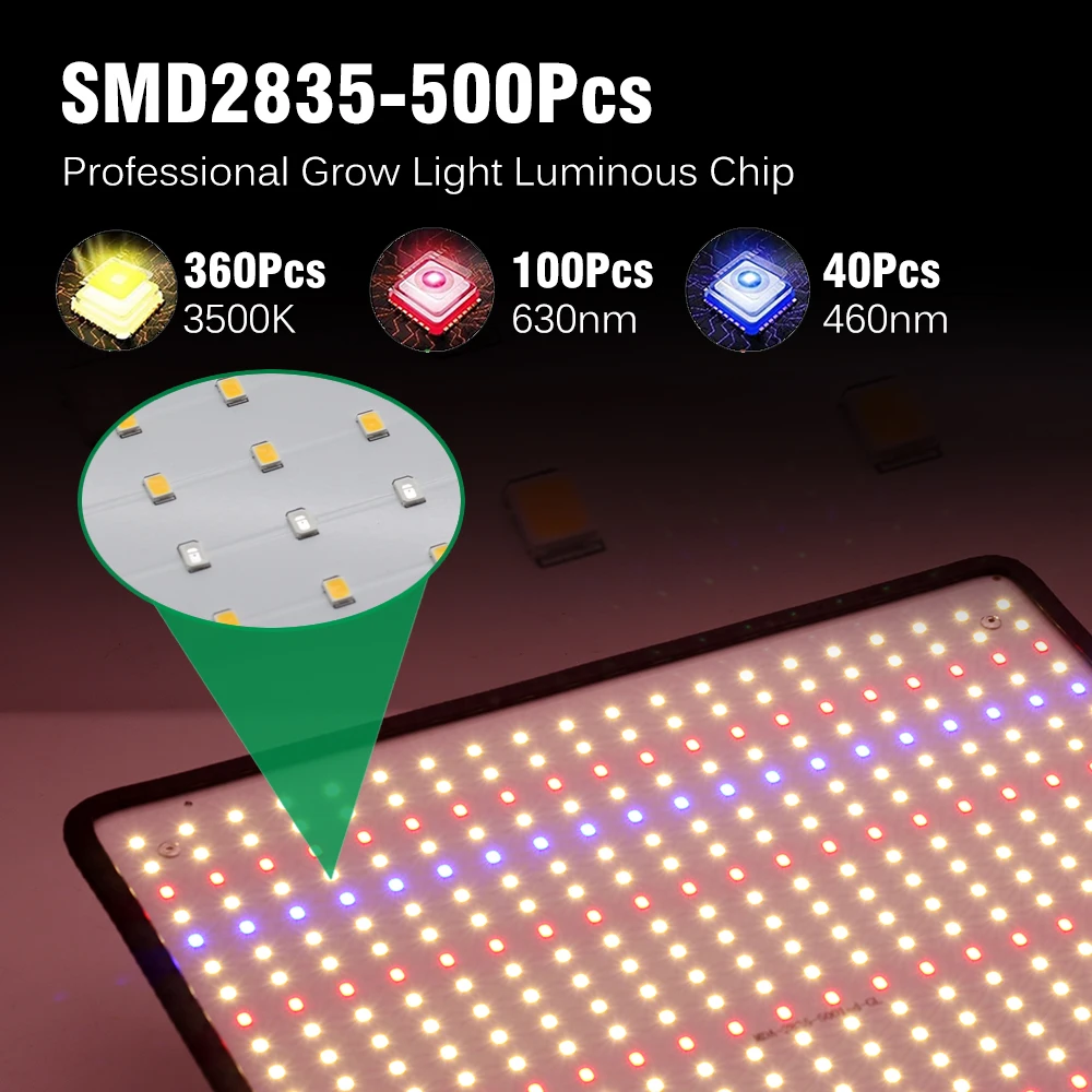 40W LED Grow Light Full Spectrum Phyto Lamp for Indoor Grow Tent Plants Growth AC85-240V Universal Voltage