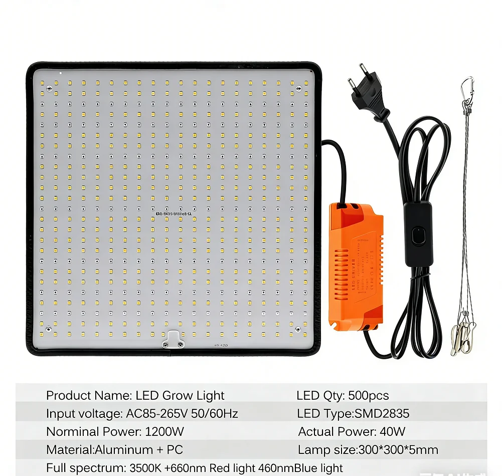 40W LED Grow Light Full Spectrum Phyto Lamp for Indoor Grow Tent Plants Growth AC85-240V Universal Voltage thumbnail 6