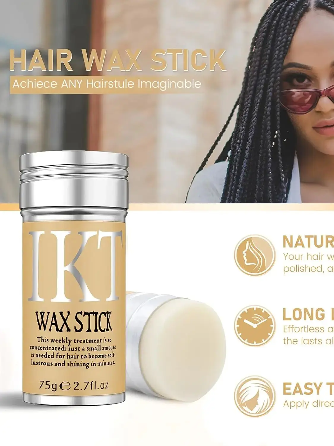 High Quality Hair Wax Stick for Wigs and Hairstyling-Edge Control, Non-Greasy Pomade for Fly Away and Frizzy Hair,Christmas gift thumbnail 3