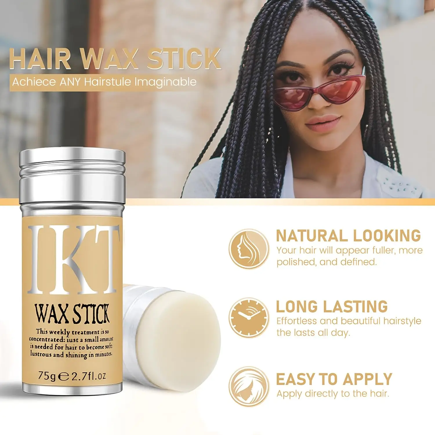 High Quality Hair Wax Stick for Wigs and Hairstyling-Edge Control, Non-Greasy Pomade for Fly Away and Frizzy Hair,Christmas gift thumbnail 4