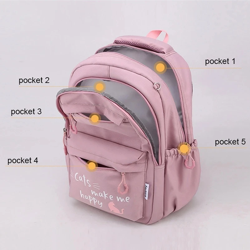 Girl School Bag Backpack Back Pack For Teenager Women Children Female Pink Schoolbag Primary High Bagpack Class Teens Child Kids thumbnail 6