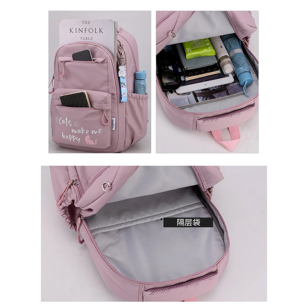 Girl School Bag Backpack Back Pack For Teenager Women Children Female Pink Schoolbag Primary High Bagpack Class Teens Child Kids thumbnail 3