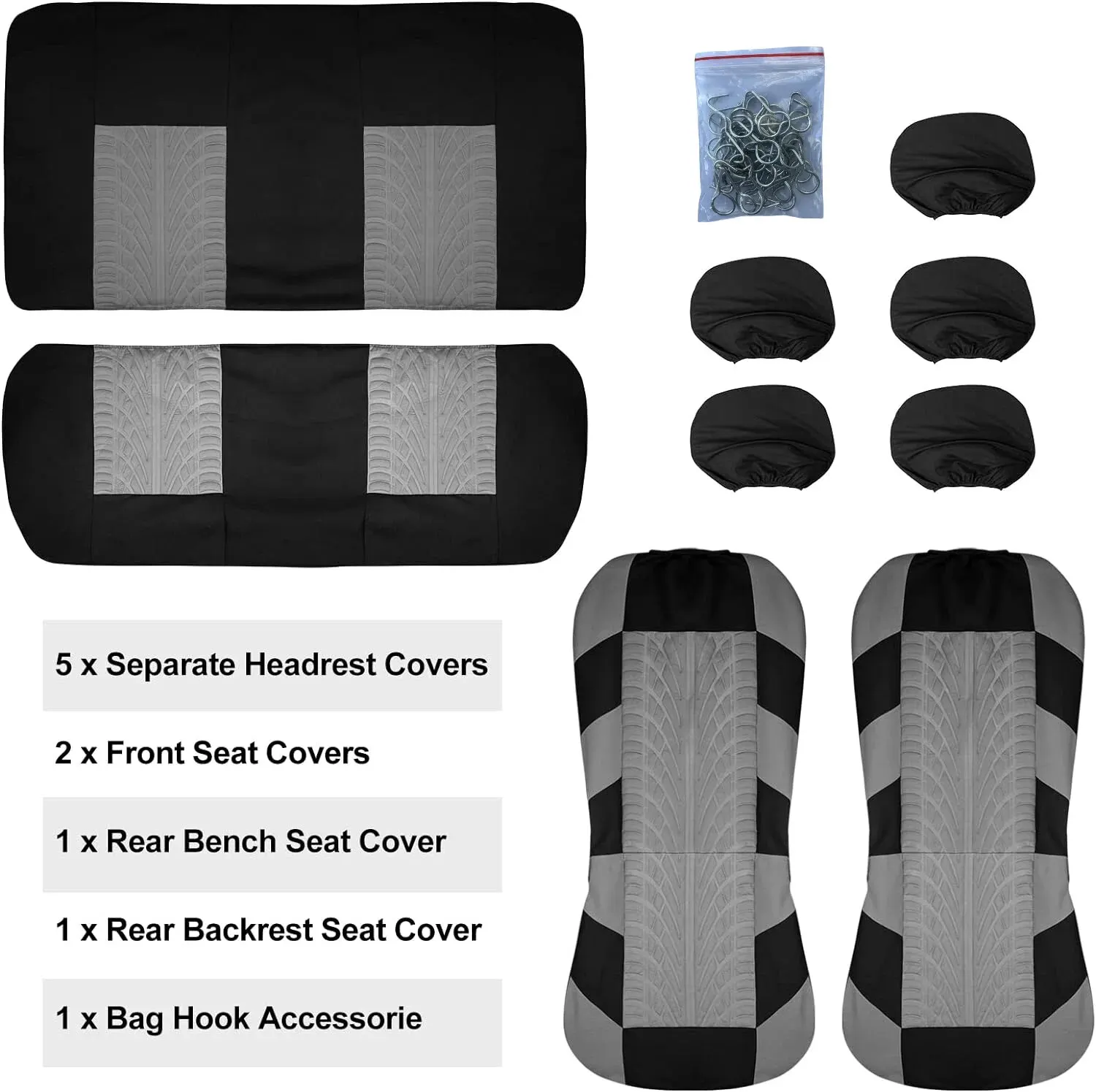 Car Seat Covers Full Set Front Split Rear Bench For Car Universal Cloth SUV Sedan Van Automotive Interior Covers thumbnail 6