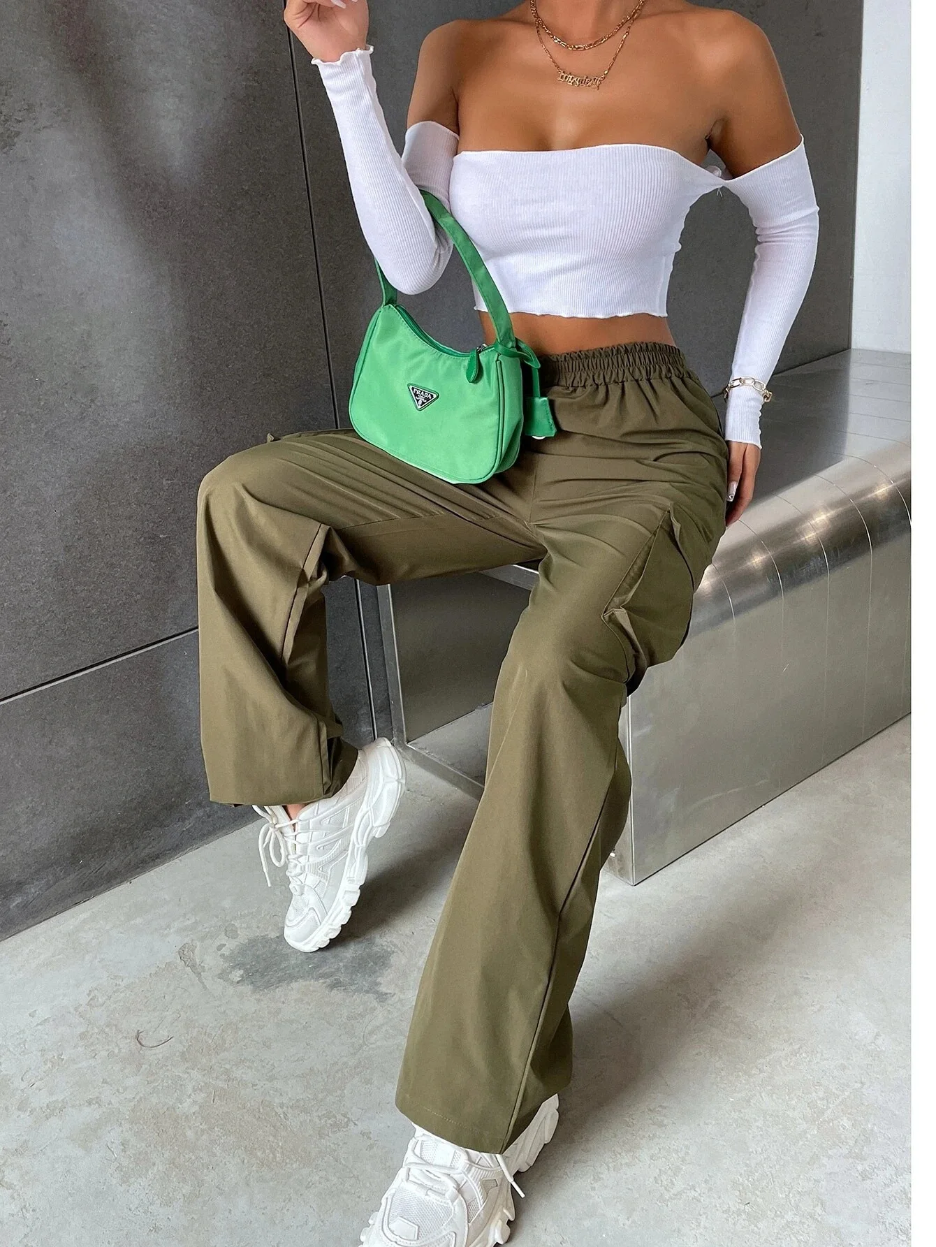 Fashion Women Baggy Joggers Pants Casual Communte Female Chic Straight Cargo Pant Elastic High Waist Elegant Oversized Trousers thumbnail 3
