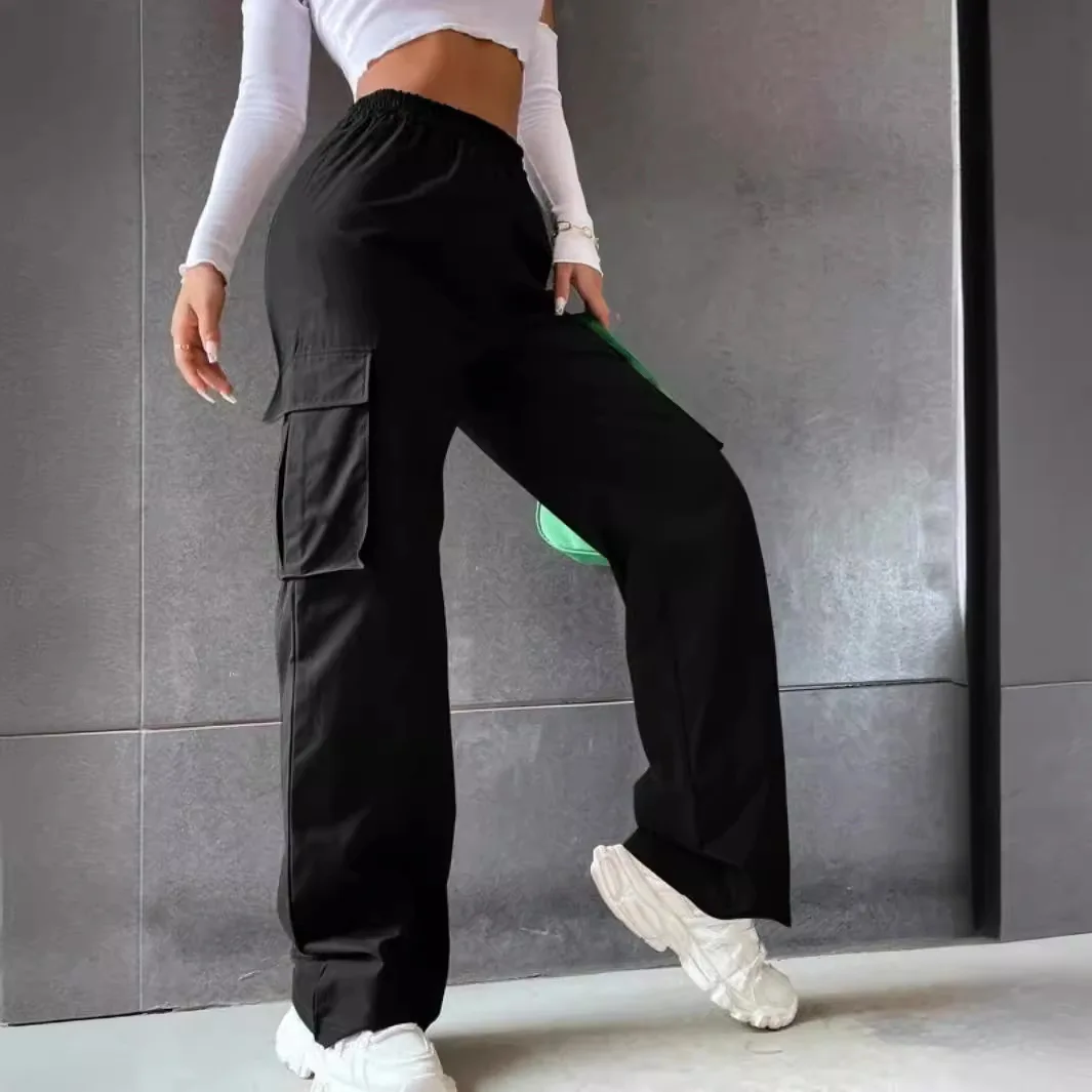 Fashion Women Baggy Joggers Pants Casual Communte Female Chic Straight Cargo Pant Elastic High Waist Elegant Oversized Trousers thumbnail 2