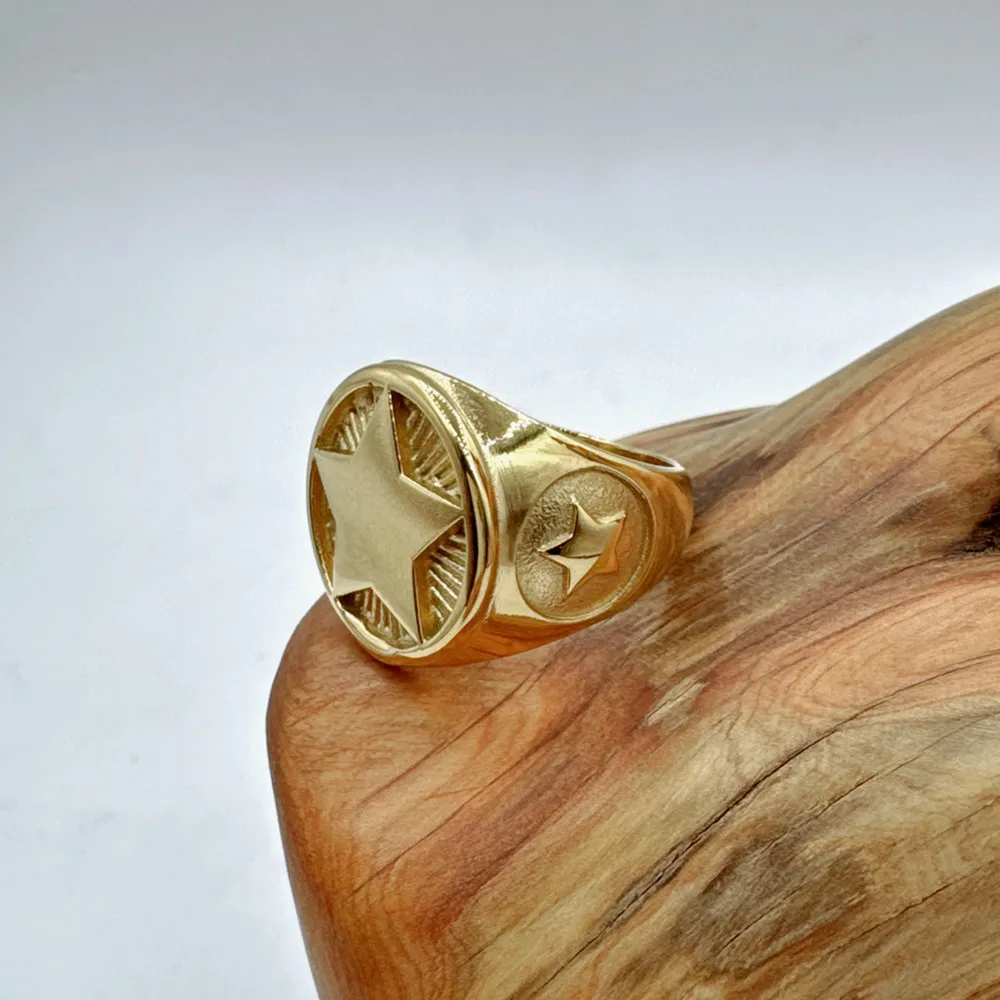 Personalized Five Pointed Star Ring 316L Stainless Steel Jewelry Biker Punk Men Ring thumbnail 3