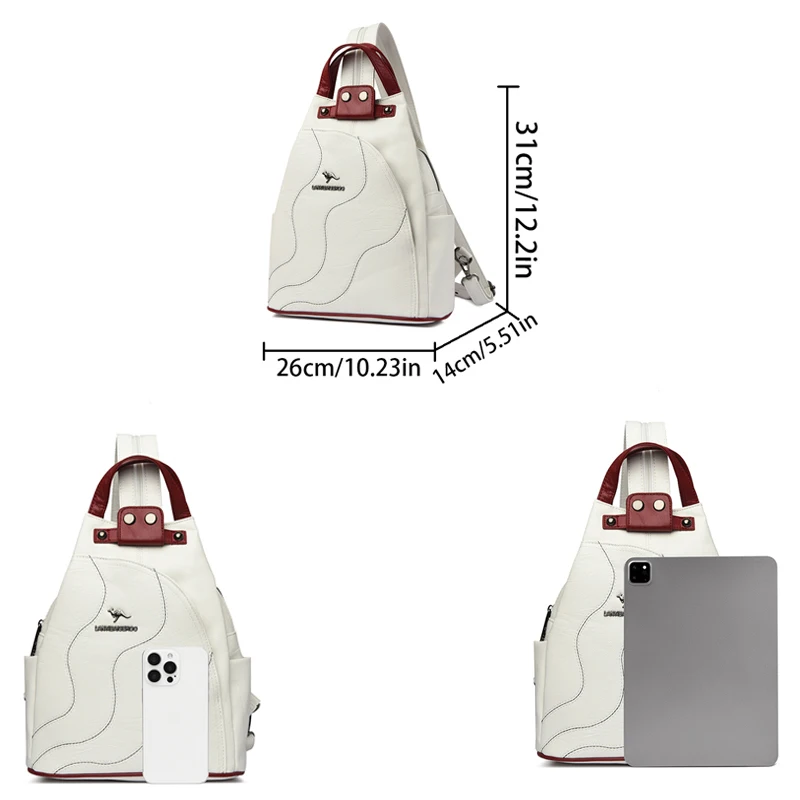 Women Leather Backpacks Zipper Female Chest Bag Travel Back Pack Ladies Bagpack Mochilas School Bags for Teenage Girls Sac A Dos thumbnail 5
