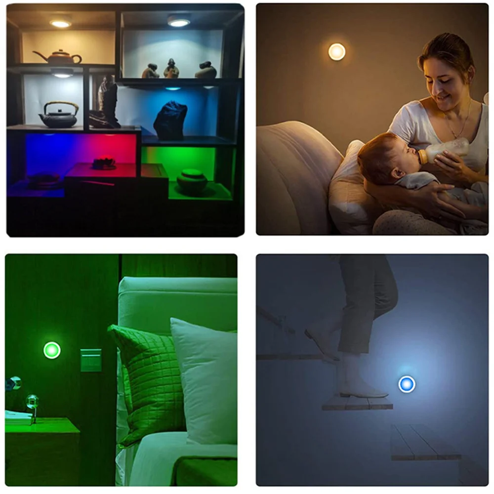 RGB Color Under Cabinet Lights Wireless Battery LED Lights Remote Control Dimmable Wardrobe Night Lamp For Bedroom Kitchen thumbnail 6