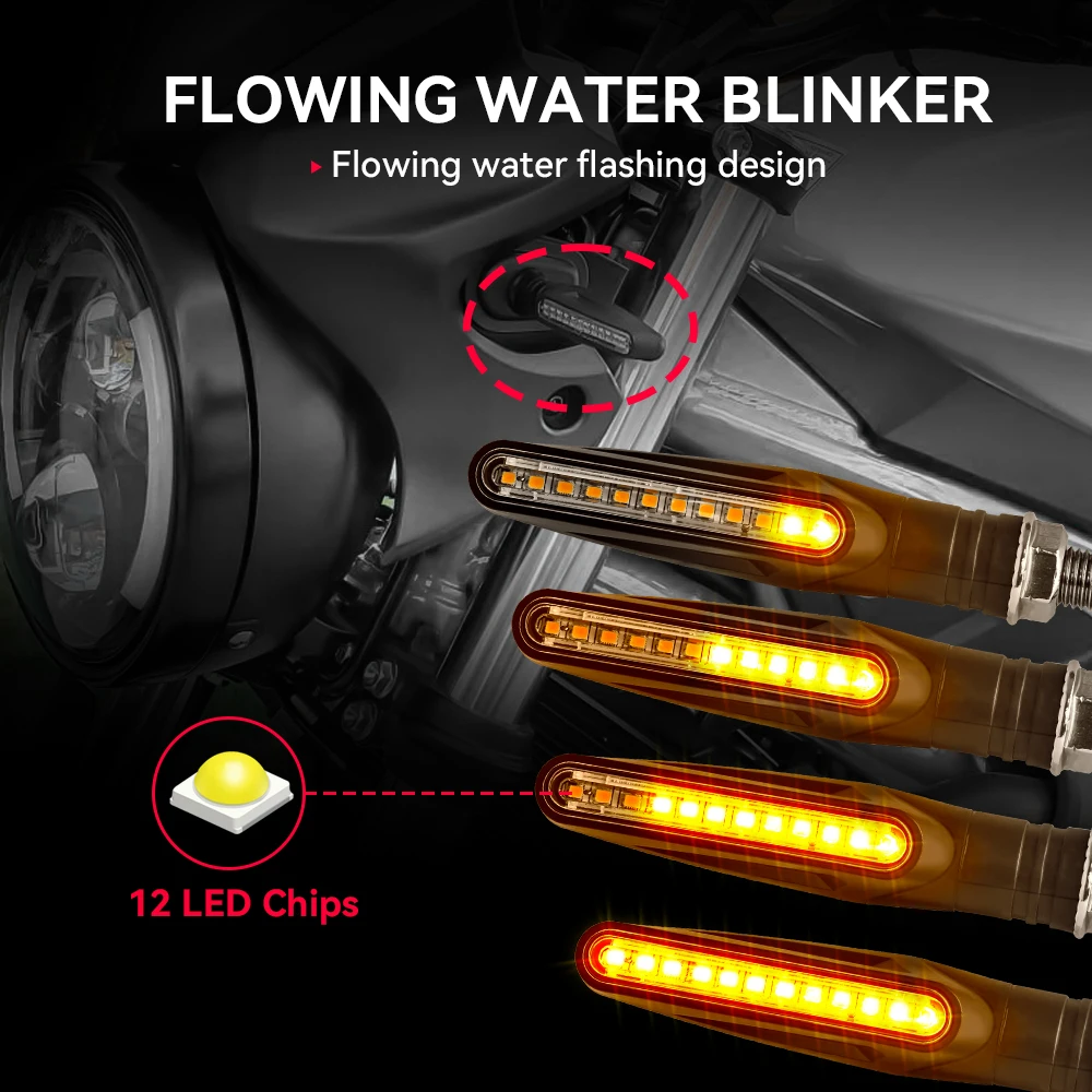 Motorcycle Led Turn Signals Directional Indicators Flashing Rear Tail Brake Flasher Light Stop Signal Light Motorcycle DRL Lamp thumbnail 2