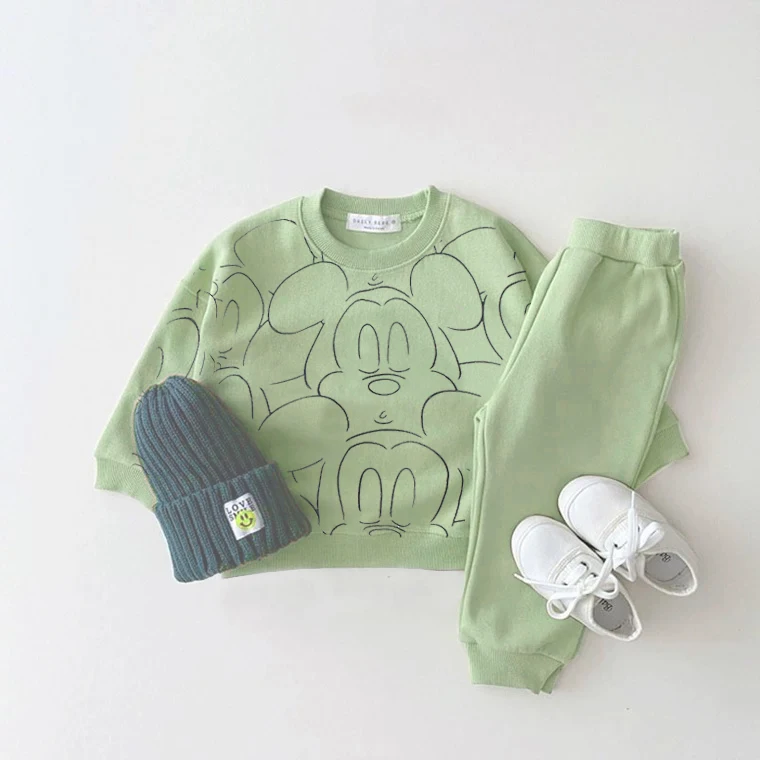New Designer Cartoon Clothing  Tracksuit Baby Boy Summer Printed Clothes T-shirt+shorts Baby Girl Casual Solid Color Sets thumbnail 5