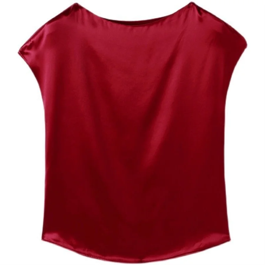 Office Lady Tops Summer Short Sleeve O-Neck Blouses Satin Blouse Women Shirts Simple Solid Casual Loose Shirt Blusas DF4904 thumbnail 4