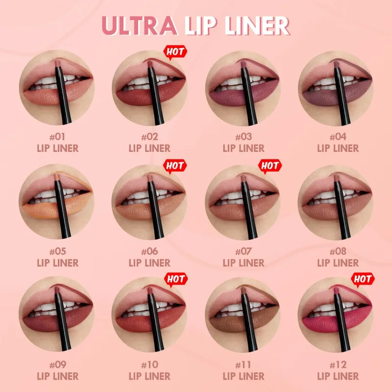Waterproof Matte Lipliner Pencil Red Contour Tint Lipstick Long Lasting Non-stick Cup Moisturising Lips Makeup 12 Colors thumbnail 4