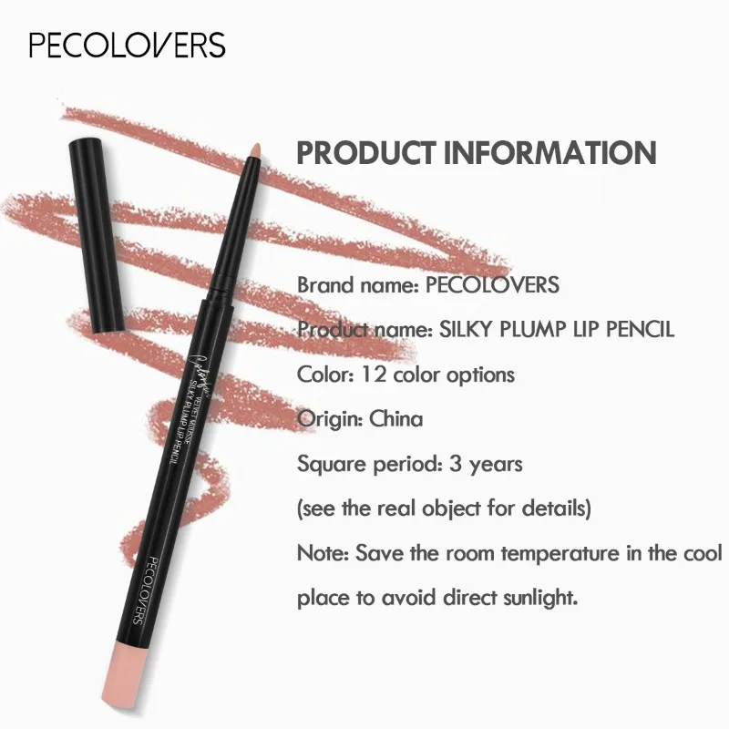 Waterproof Matte Lipliner Pencil Red Contour Tint Lipstick Long Lasting Non-stick Cup Moisturising Lips Makeup 12 Colors thumbnail 2
