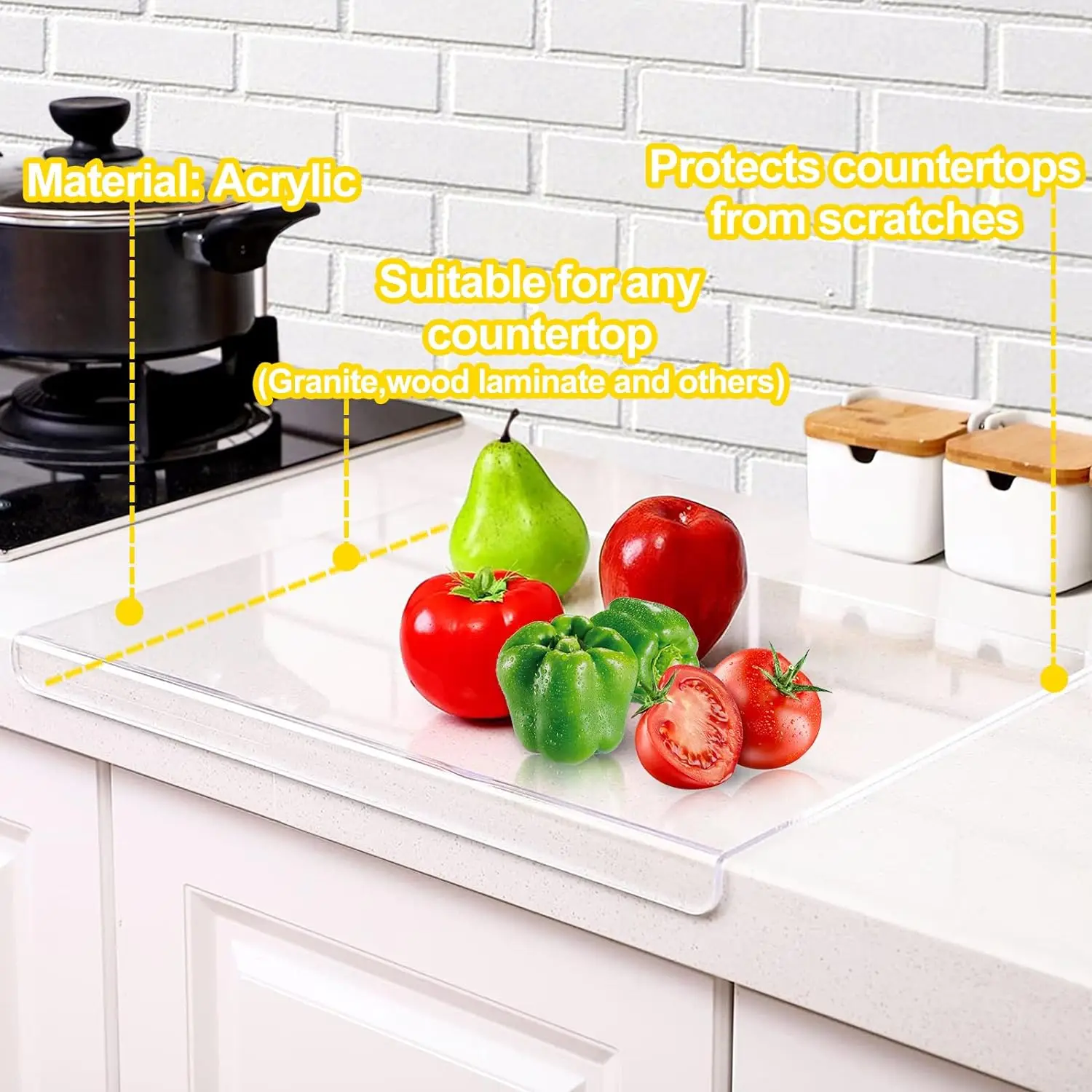 Acrylic Transparent Cutting Board With Lip Anti-slip Kitchen Cutting Chopping Boards Counter Countertop Protector Kitchen Gadget thumbnail 4