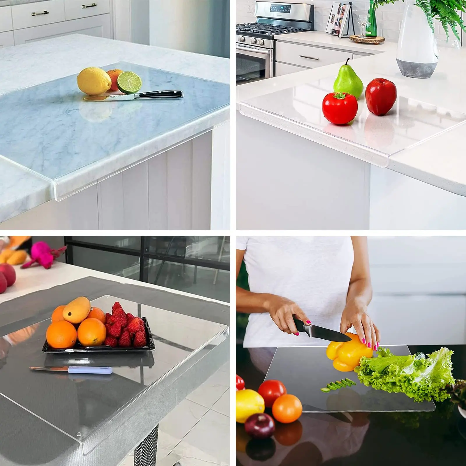 Acrylic Transparent Cutting Board With Lip Anti-slip Kitchen Cutting Chopping Boards Counter Countertop Protector Kitchen Gadget thumbnail 5