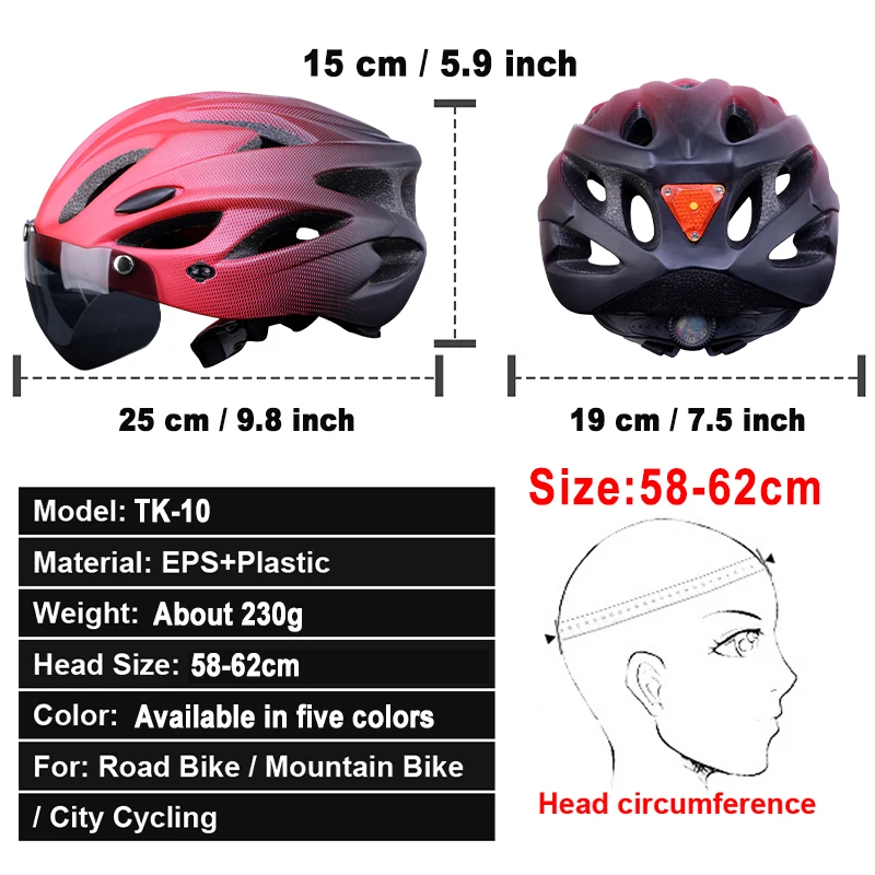 X-TIGER Adult Bike Helmet with LED Rear Light Dual Mode Goggle Cycling Helmet Fit 58-62cm Lightweight Breathable Bicycle Helmets thumbnail 4