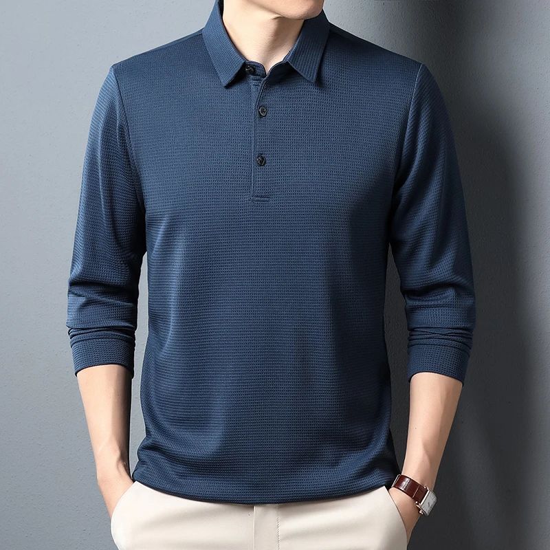 Men's Business Casual Polo Long Sleeve T-shirt Summer Comfortable  Top thumbnail 2