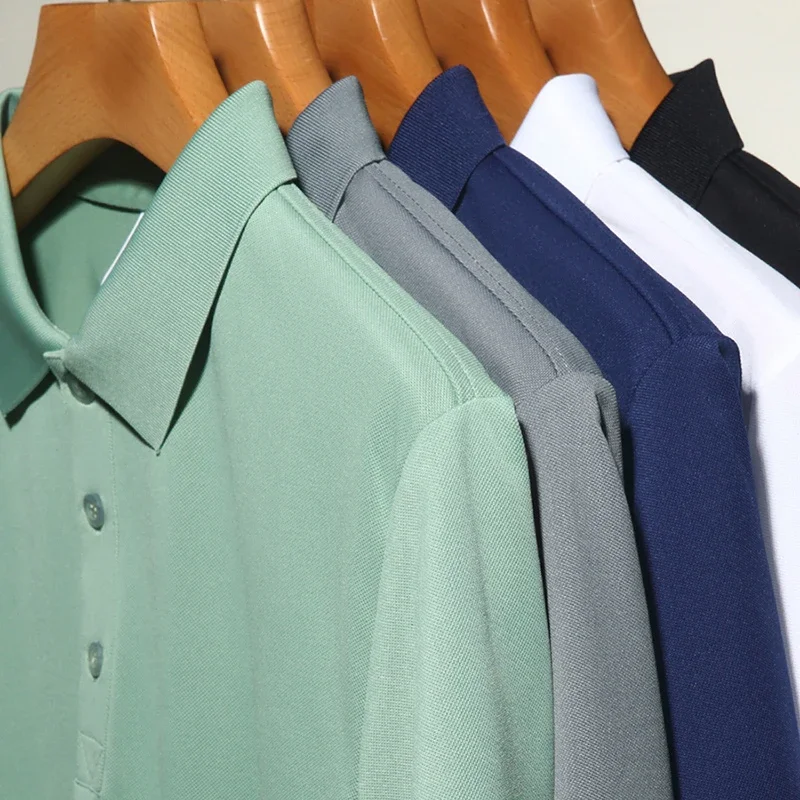 Men's Fashion Solid Short Sleeved Polo Shirt Summer Breathable Comfortable Top thumbnail 6