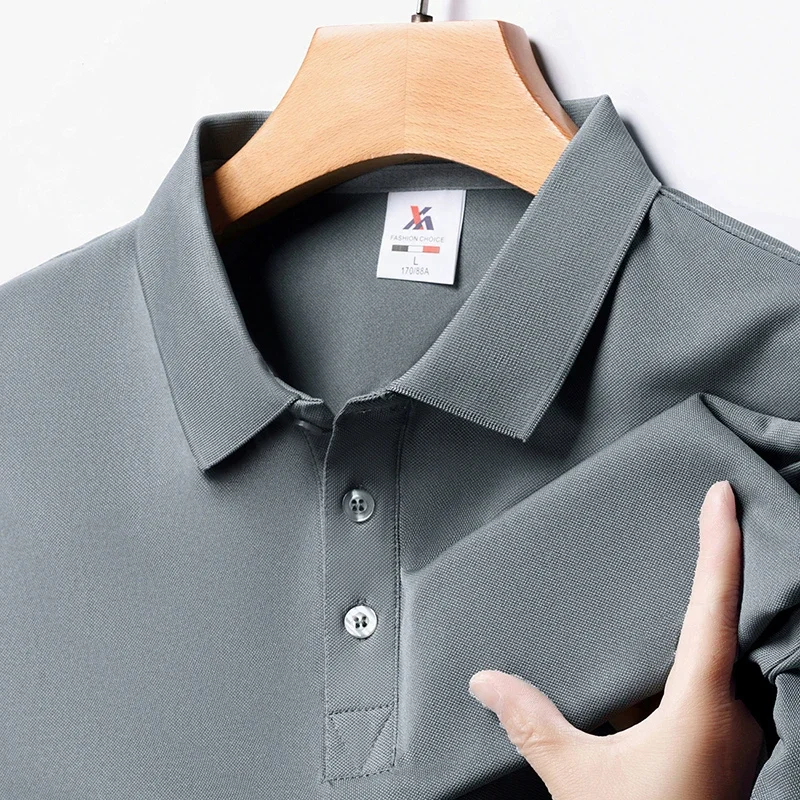 Men's Fashion Solid Short Sleeved Polo Shirt Summer Breathable Comfortable Top thumbnail 2