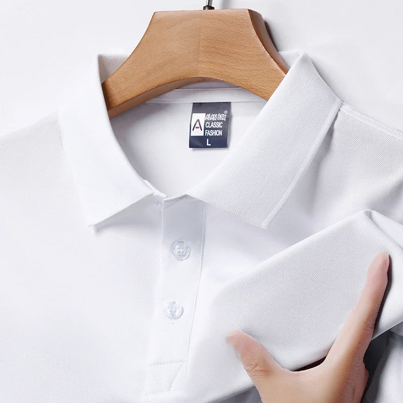 Men's Fashion Solid Short Sleeved Polo Shirt Summer Breathable Comfortable Top thumbnail 5